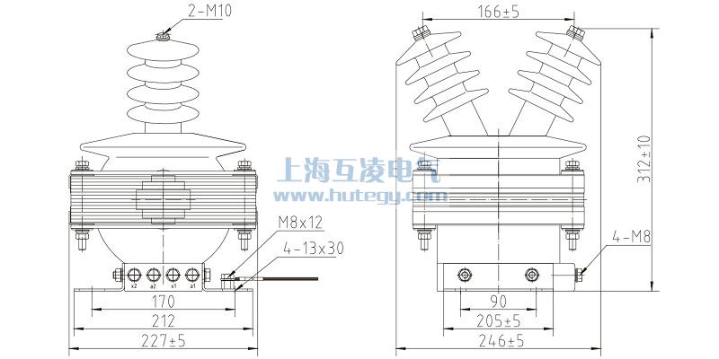 FDEG8放電線圈外形尺寸，F(xiàn)DGE8/11/&radic;3-1.7-1尺寸圖